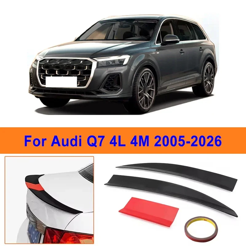

For Audi Q7 4L 4M 2005-2026 3-Section ABS Rear Trunk Spoiler 115-125cm Adjustable Sports Decor Top Wing Car Exterior Parts