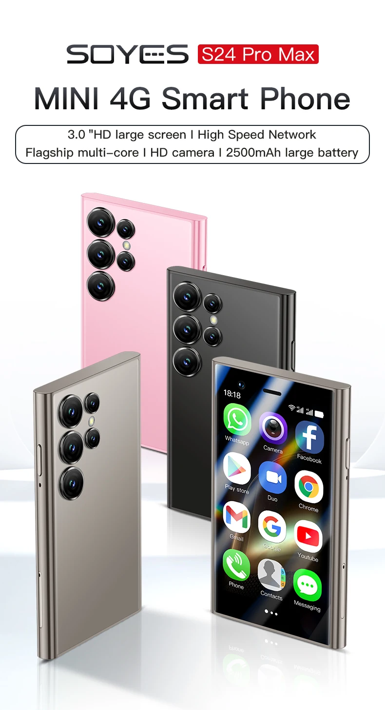 SOYES S24 Pro Max 4G Mini Smartphone 3.0inches MTK Quad Core 2GB RAM 16GB ROM Dual SIM Card 5MP 2500mAh Android CellPhone