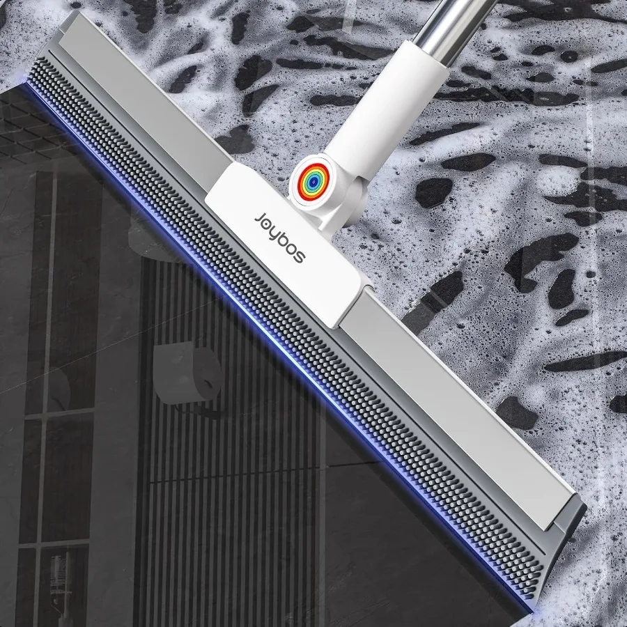 Rubber Squeegee Broom for FloorUpgrade 62" Long Handle Window Squeegee 2 Cleaning Cloths Silicone Pet Hair Remover Magic Broom