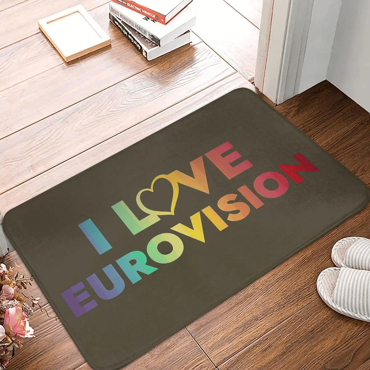 

I Love Eurovision - Rainbow Anti-slip Doormat Floor Mat Antiwear Carpet Rug for Kitchen Entrance Home Bedroom Footpad Mats