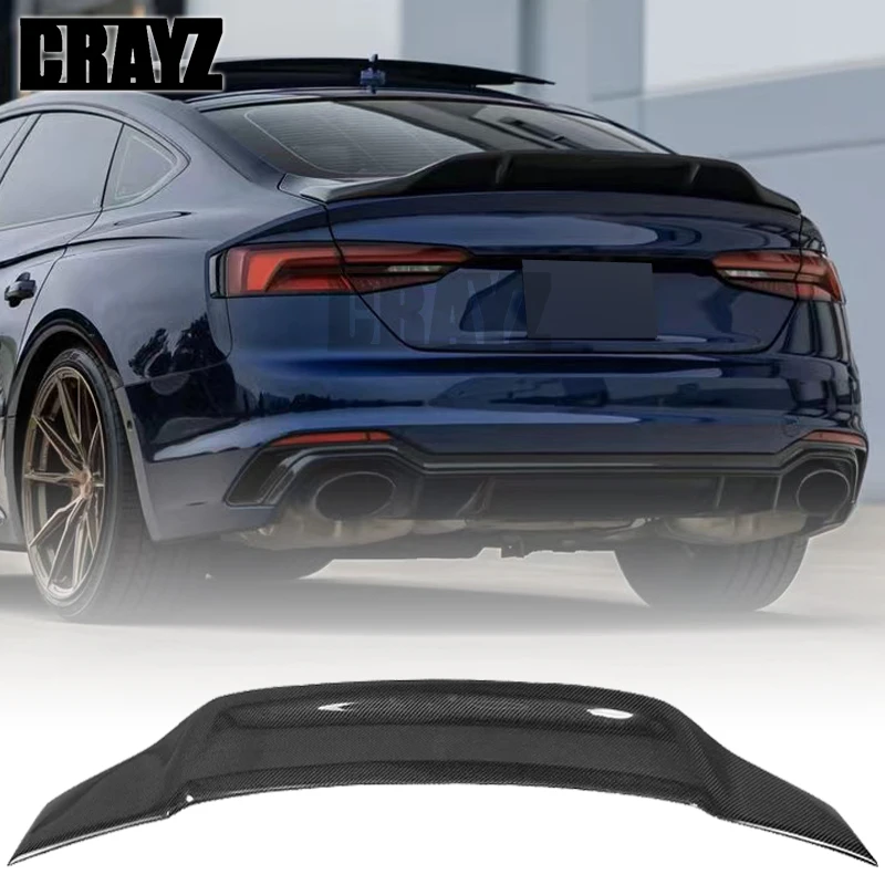 

For AUDI A5 S5 RS5 B9 4Door R Style Forged Real Carbon Fiber Rear Spoiler Trunk Wing 2017-2023
