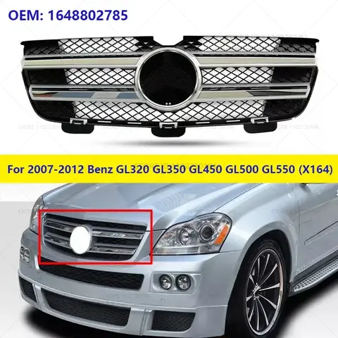 For 2010-2012 Mercedes-Benz GL320 GL350 GL450 GL500 GL550 (X164) Front Upper Bumper Center Grille Radiator 1648802785
