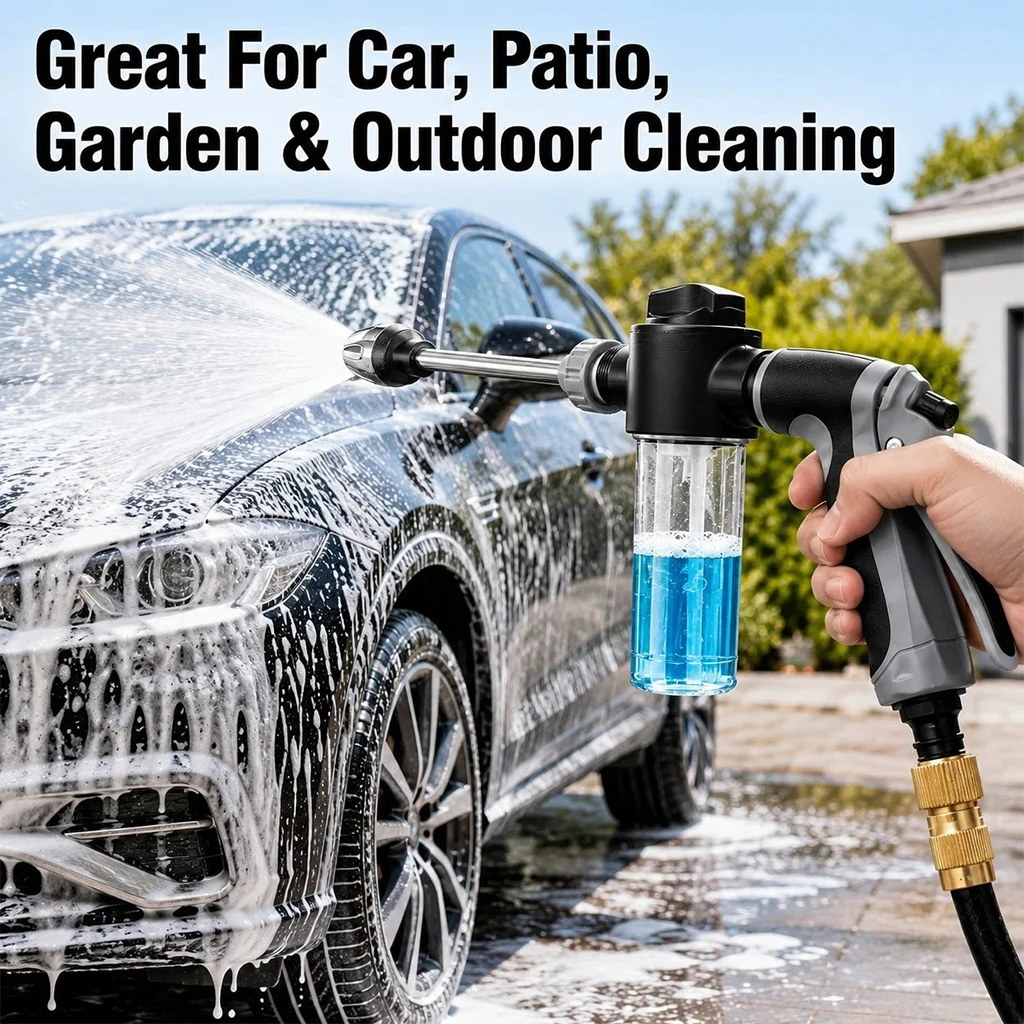 High-Pressure Car Wash Gun With Extended Spray Wand. Adjustable Nozzle For Garden Hose. Suitable For Cleaning Bicycles/ Vehicles/ Outdoor Areas/ Gardening Watering. view 8