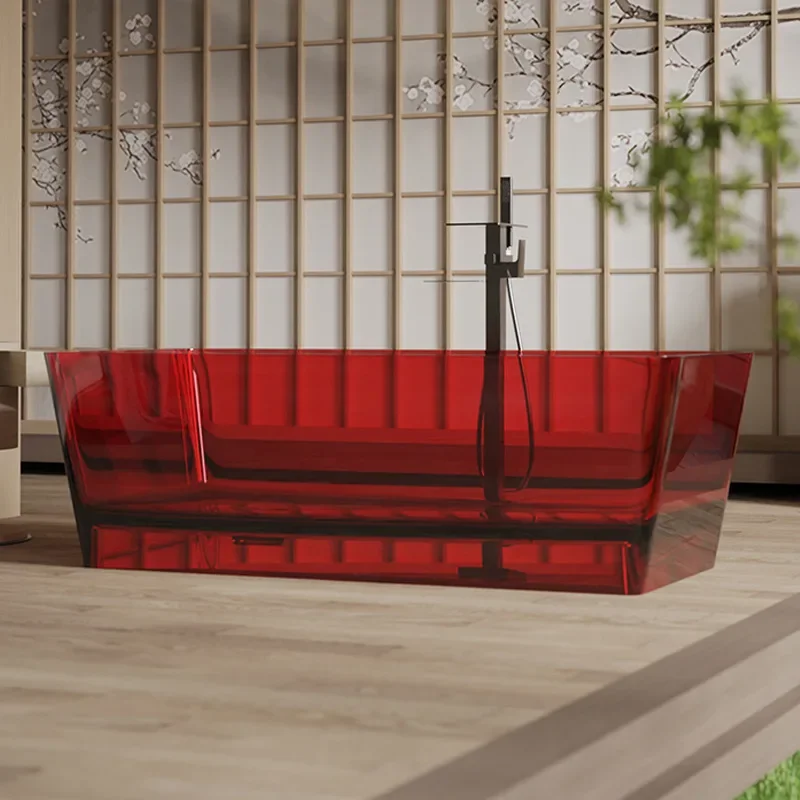 New rectangular bathtub household adult independent integrated thermal insulation small apartment hotel B & B transparent resin
