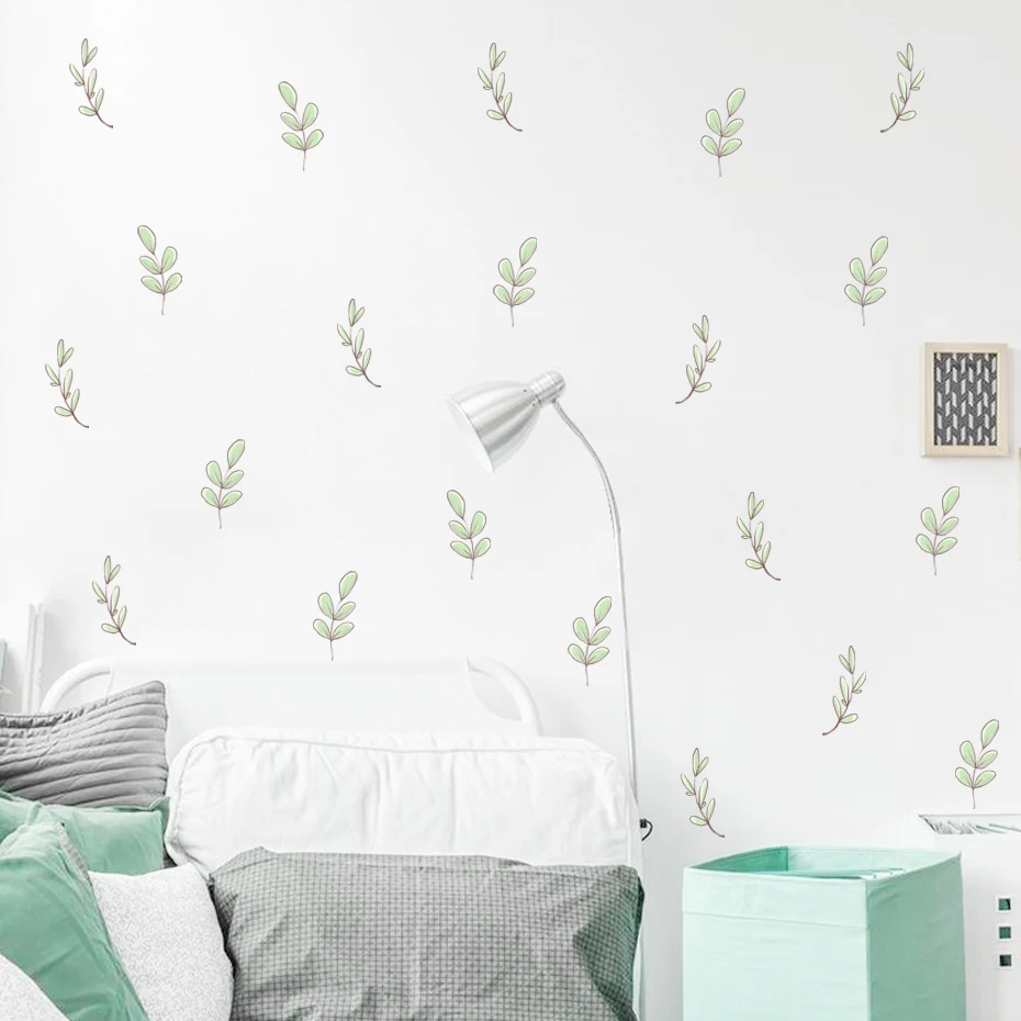 

Modern Leaves Green Nursery Wall Decals Removable DIY Peel and Stick Vinyl Wall Stickers Kids Baby Room Interior Home Decoration