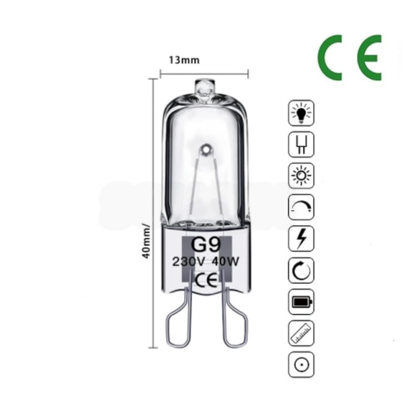 1/5/10/20/50/100/200PCS G9 230V 40W Oven Light High Temperature Resistant Halogen Bulb Lamp For Refrigerators Ovens Fans