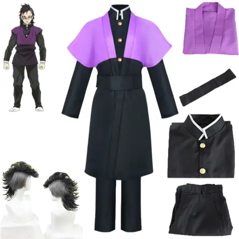 Shinazugawa Genya Cosplay Costume Anime Demon Slayer Uniform Shirt Pants Disguise Halloween Christmas Festival Carnival Party
