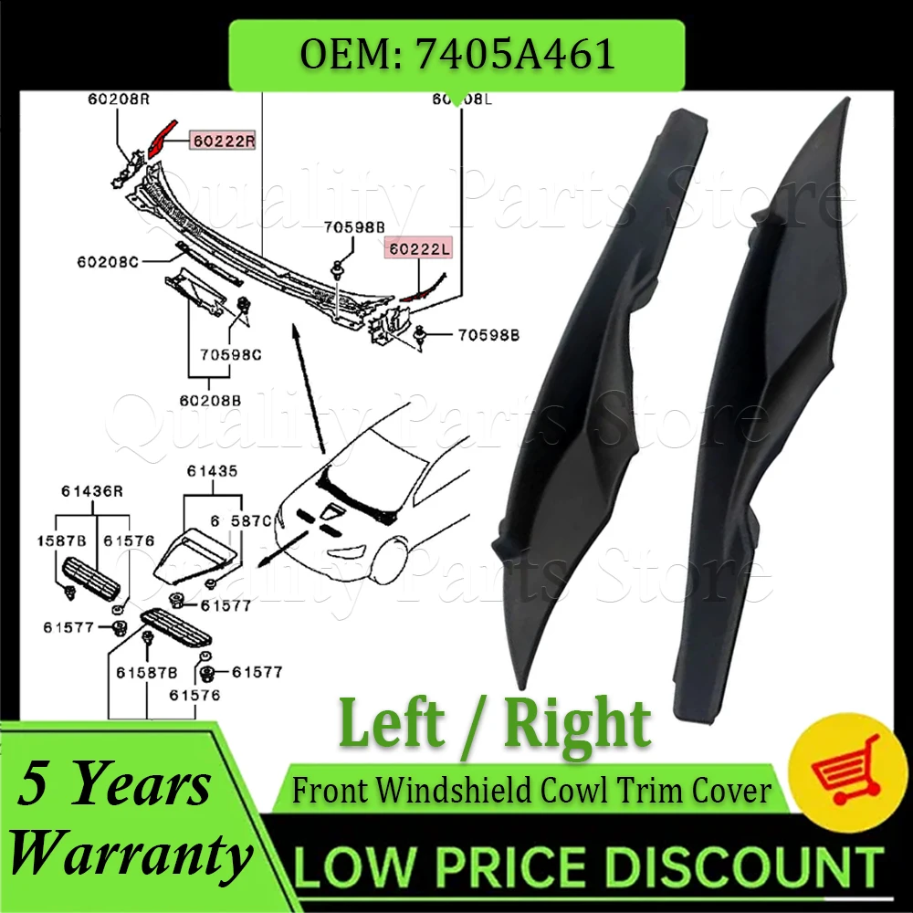 1/2PCS New Car Front Windshield Cowl Trim Cover Panel For Mitsubishi Lancer /Evolution X /Ralliart 2008-2017 7405A461 7405A462