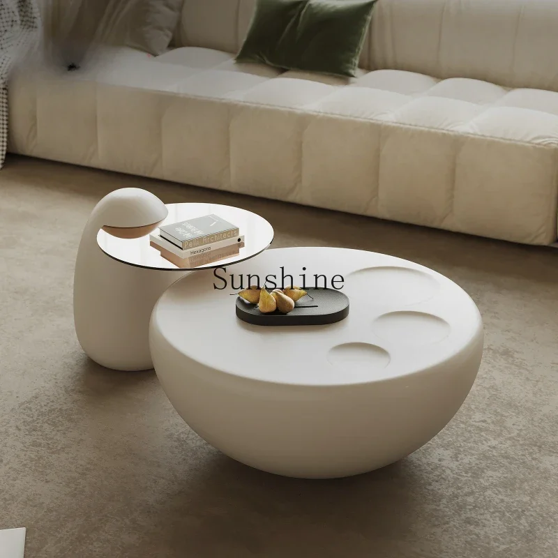 

Minimalist creative cute cat's paw coffee table combination round cream style small coffee table