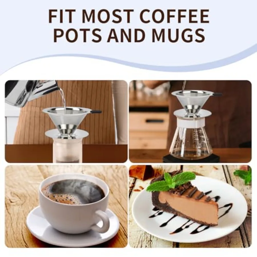 Stainless Steel Pour Over Coffee Dripper, Reusable Fine Mesh Filter for 1-2 Cups, Paperless Coffee Maker for Home, Travel, Camp view 5