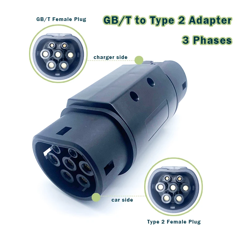 KSEV GBT to Type 2 EV Adapter IEC-62196 32A 3Phases GB/T Standard Charging Converter Female Plug For Electric Car Charging