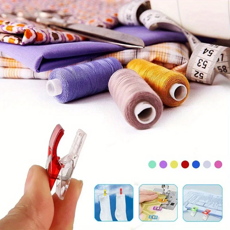 100/50/10 Stück Nähclips aus Kunststoff, Stoffclips, Nähzubehör, Taschenbindung mit Quiltstiften zum Fixieren von Stoffschichten – Detail 5