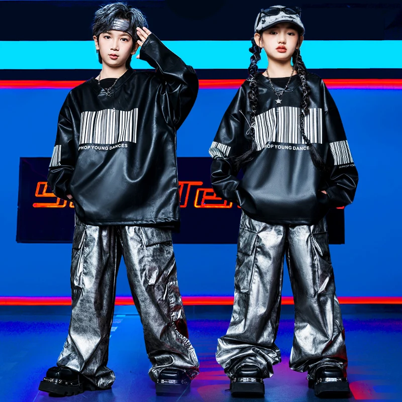 

Cool Stylish Children Hip Hop Jersey Y2K Streetwear For Boy Girl Fashion Jazz Rapper Dance Costume Kids Hiphop Nightclub Clothes