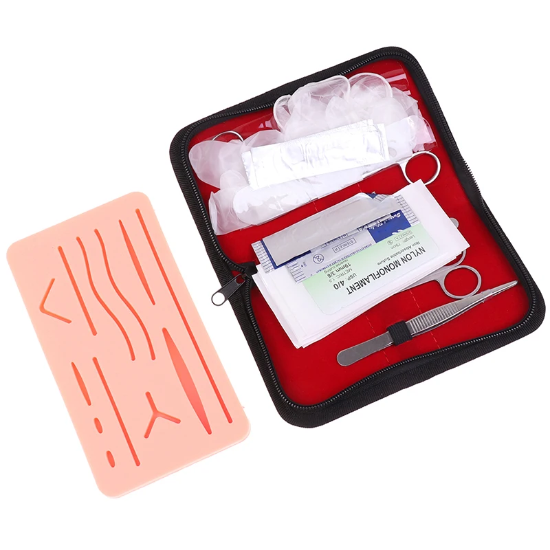 Kit de práctica de sutura quirúrgica para estudiantes de medicina, modelo de entrenamiento quirúrgico, juego de herramientas, tijeras, equipo