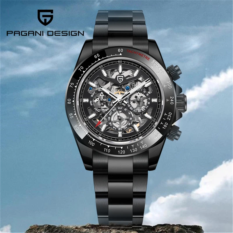 PAGANI DESIGN Top Brand Men Watch Rainbow Bezel Man Mechanical Stainless Steel Waterproof 100M Automatic Watches Reloj Hombre