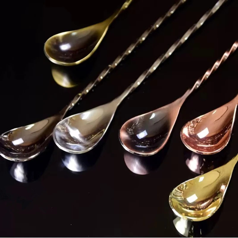 Łyżka koktajlowa Łyżka barowa ze stali nierdzewnej Mieszanie Spiralny wzór Bar Łyżka Teadrop Narzędzie barmańskie Narzędzia barmańskie — zdjęcie 4
