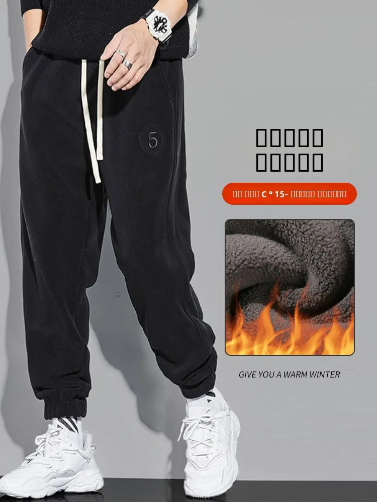 

Мужские спортивные брюки Thiened Fce, осенне-зимние, новые, утепленные, с манжетами, повседневные, длинные, из смеси полиэстера и спандекса