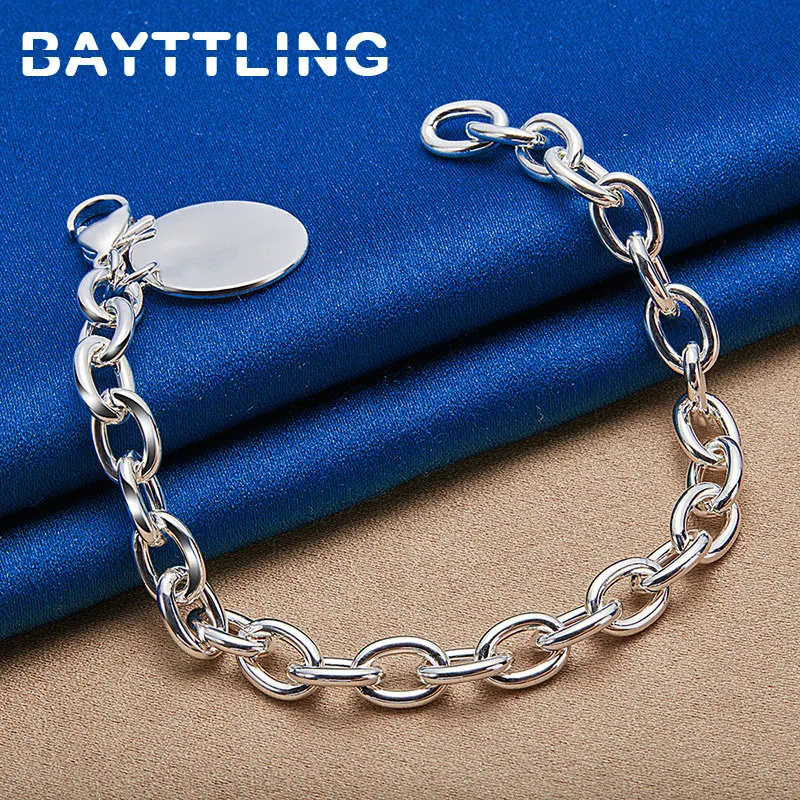 

925 Sterling Silver 8 Inches Bracelet Exquisite Glossy Round Pendant Bracelet For Charm Women Fashion Party Jewelry Accessories