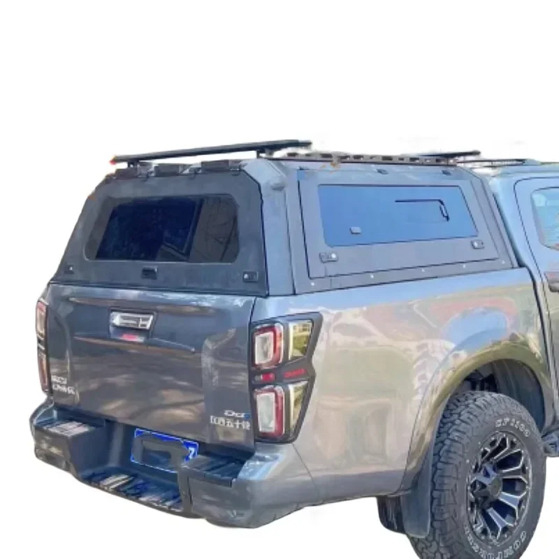 

Good Quality Steel Material Truck Canopy For Ranger 2023 With Side Glass Windows And roof rack