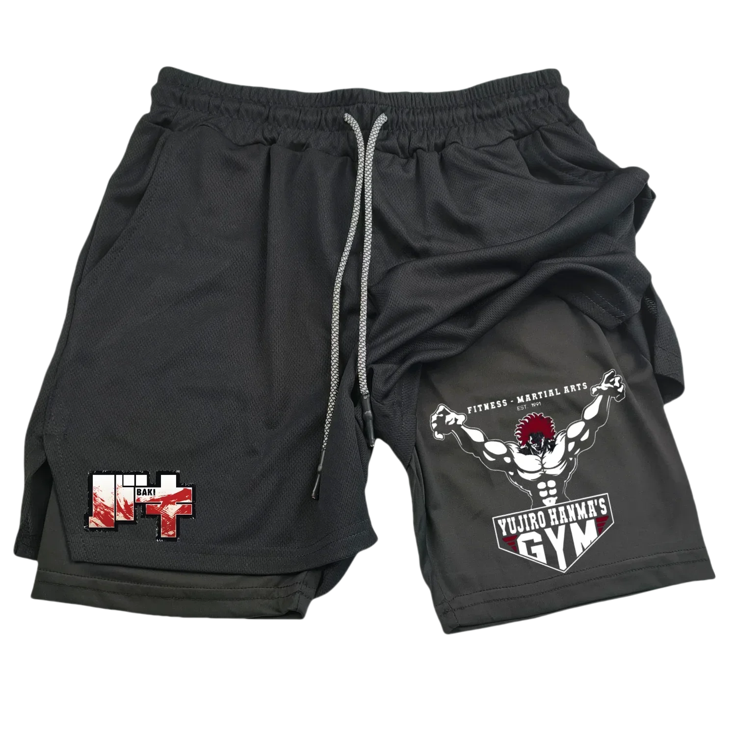 

Baki шорты для бега 2-в-1 для мужчин, компрессионные шорты для тренировок в тренажерном зале с карманом для телефона, петля для полотенец, летняя спортивная спортивная одежда