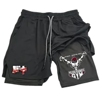 Baki 2-in-1 Running Shorts for Men Gym Workout Compression Shorts with Phone Pocket Towel Loop Summer Sport Athletic Activewear