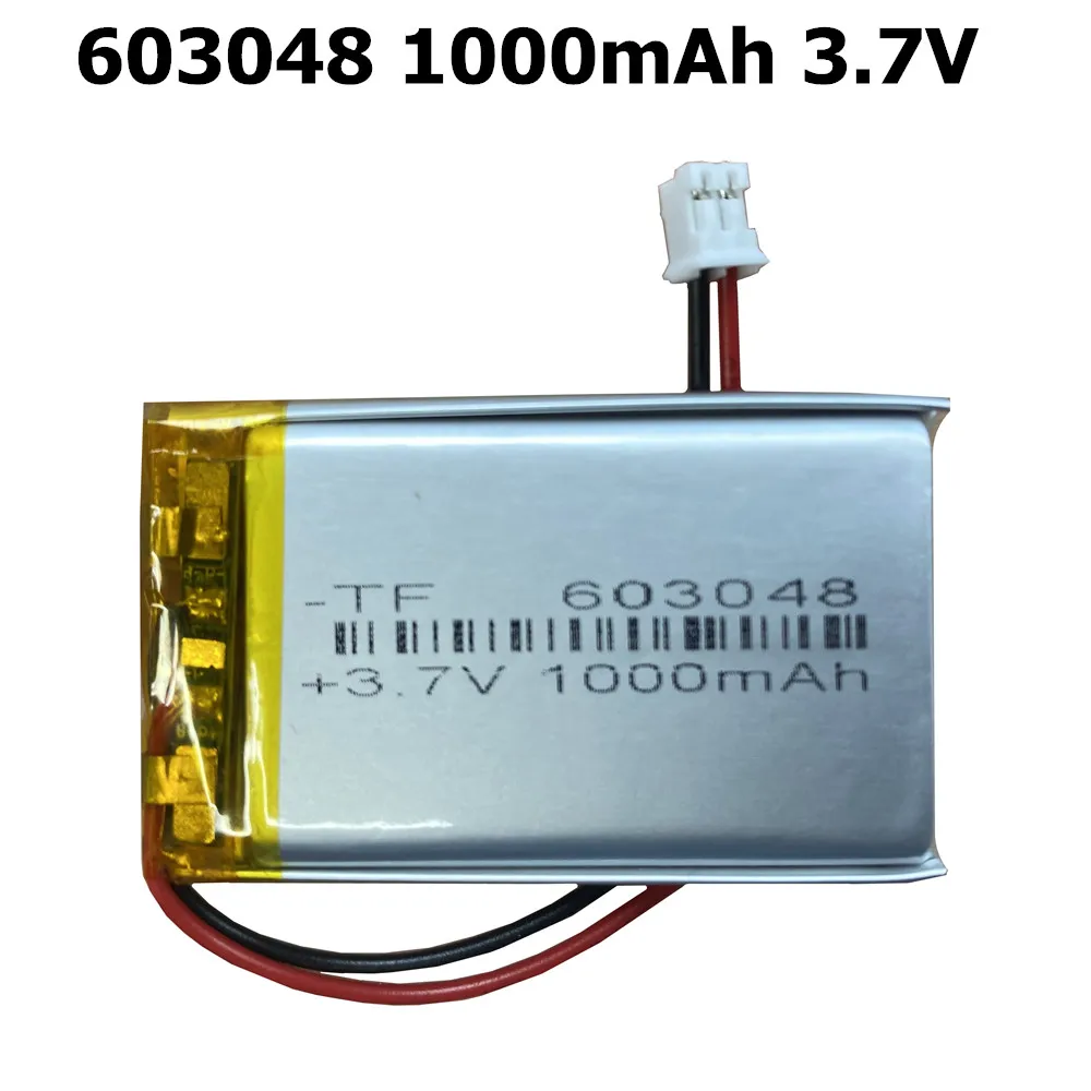 603048 Li Ion Battery 3.7V PH 2.0mm Plug 1000mAh Polymer Rechargeable 603050 for LED Emergency Lights Smart Audio Beauty Meter