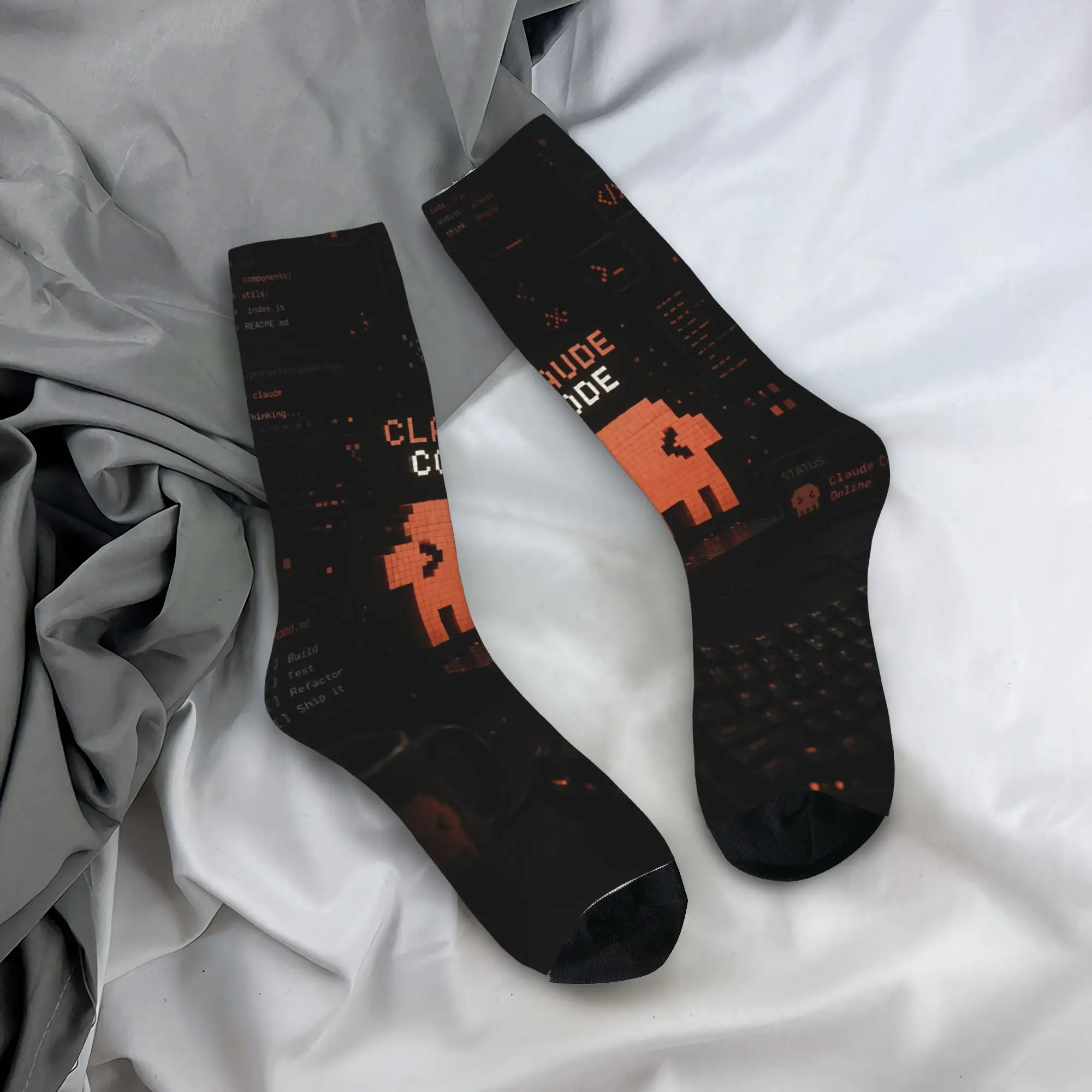 Claude Code Ai Anthropic Artificial Merch Men Women Socks Breathable Skateboard Middle Length Socks Cute Present