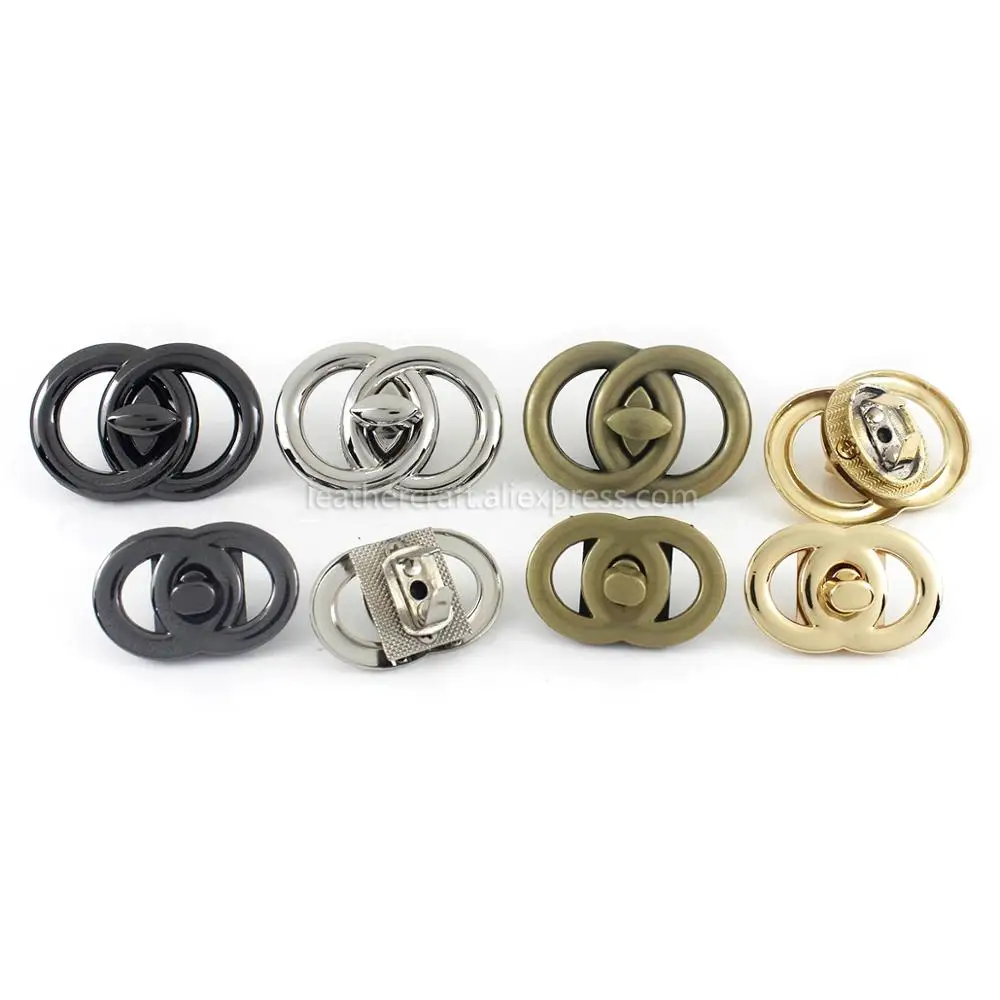 Metal Double circle Twist Turn Lock Clasp Buckle for Leather Craft Women Bag Handbag Purse DIY Hardware Accessories