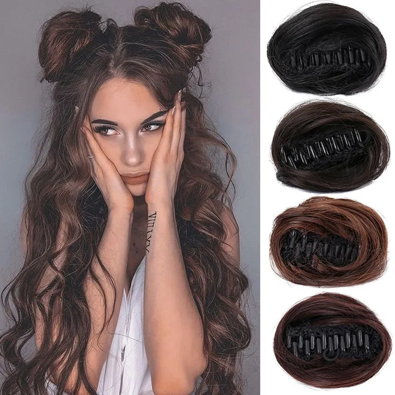 2 Stück Space Bun Haar verlängerungen Perücken chaotisch lockiges Haar Donuts synthetische Brötchen Frauen und Mädchen Haarschmuck