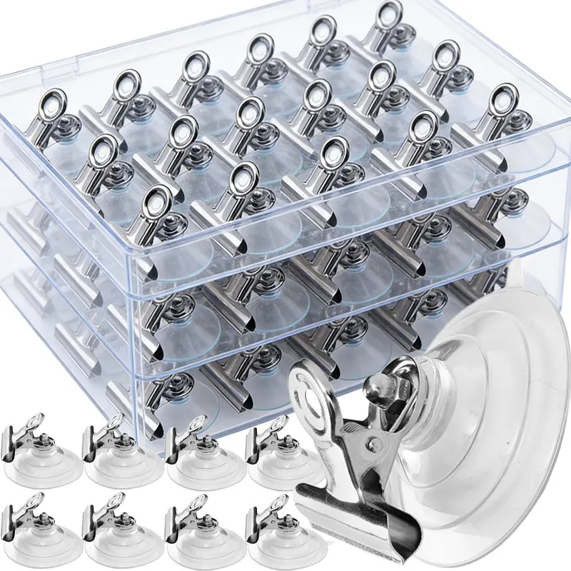 Strong Magnetic Suction Cup Clips Transparent Sucker Clamp Bathroom Window Glass Suction Cup with Clip for Advertising Display