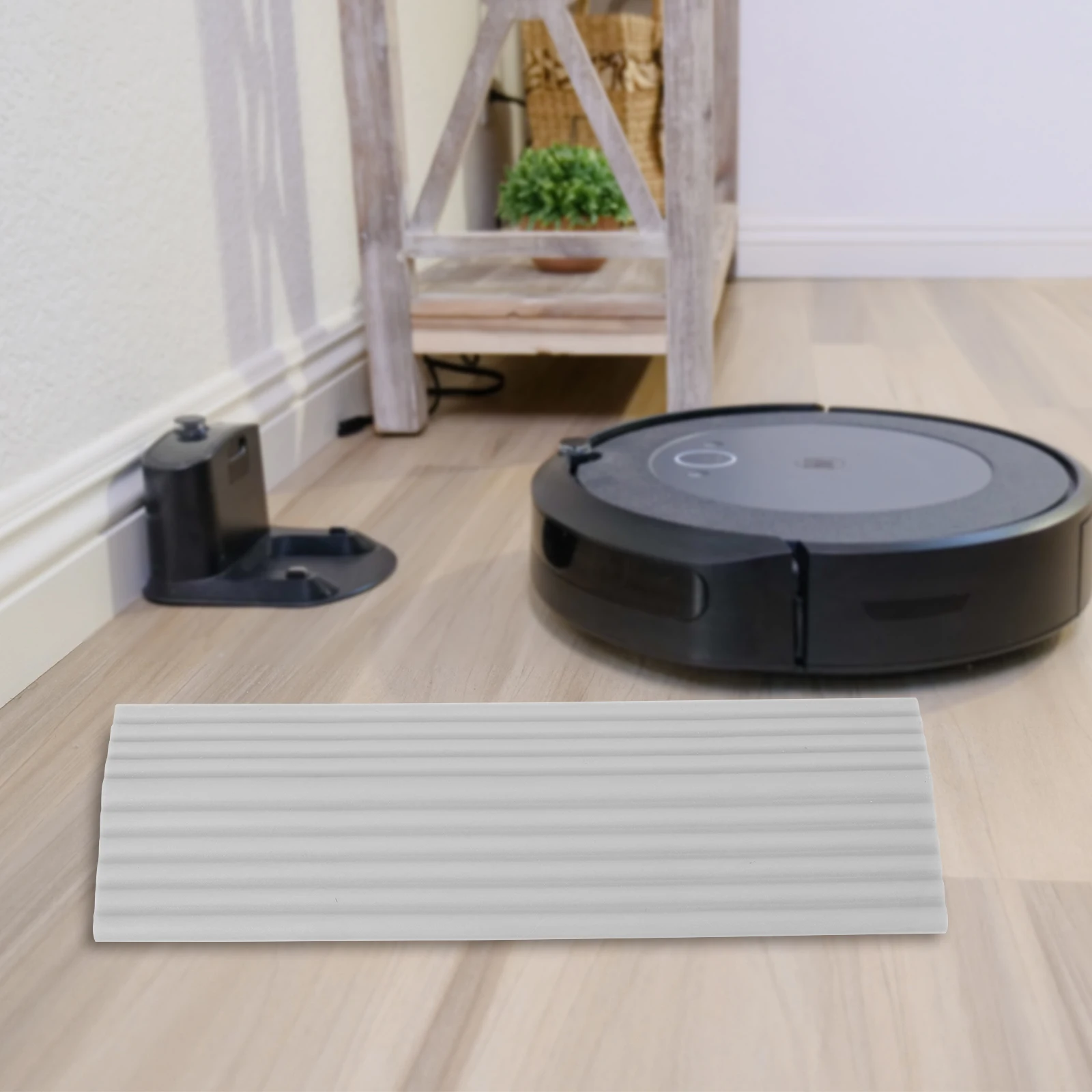 

1 set Door Ramp Sweeping Robot Climbing Mat Portable Grey Rubber Floor Steps Home Shop Hotel Use Wheelchair Skateboard