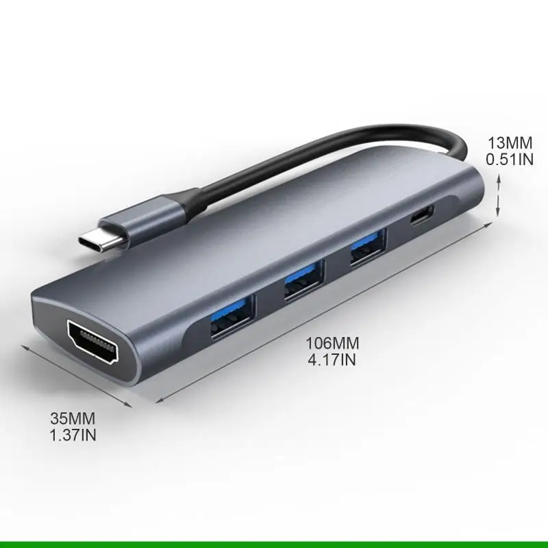 U55C Концентратор типа C 5 в 1 HDMI-совместимый 4K PD Вт Разветвитель USB3.0 Док-станция 5 Гб