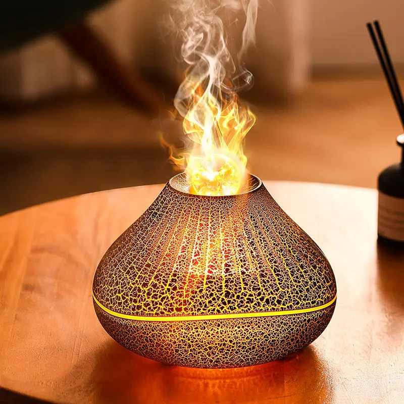 Colored Fire Flame Aroma Diffuser 160ml USB Air Humidifier Ultrasonic Mist Generator Essential Oil Fragrance Difusor for Bedroom