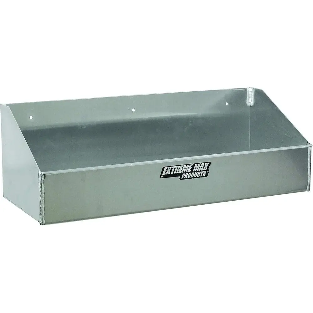 4-Quart Storage Shelf for Race Trailers, Garages, and Enclosed Trailers - Holds 32 oz. Bottles, Silver