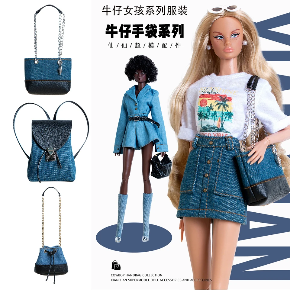 Muñeca Supermodelo Xianxian de 32 cm, Serie Denim Girl, Conjunto de Chaqueta y Falda Corta, Ropa de la Serie COWGIRL, Muñeca 1/6, Coleccionista de Anime