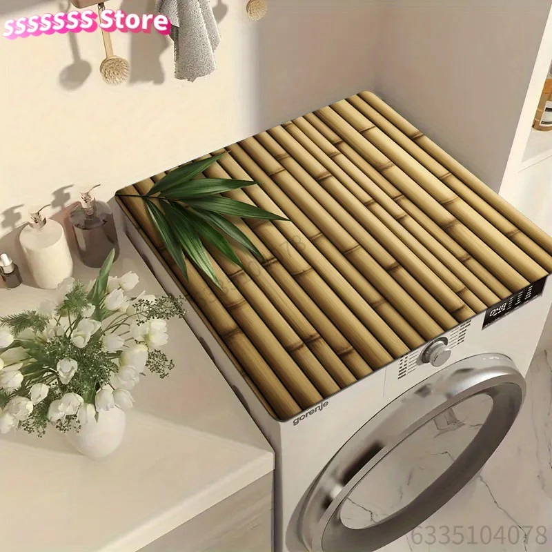 1 Elegant Bamboo Shadow Laundry Mat, Suitable for Washer and Dryer, Quick-Dry Absorbent Protective Top Mat, Diatomite Quick-Dry