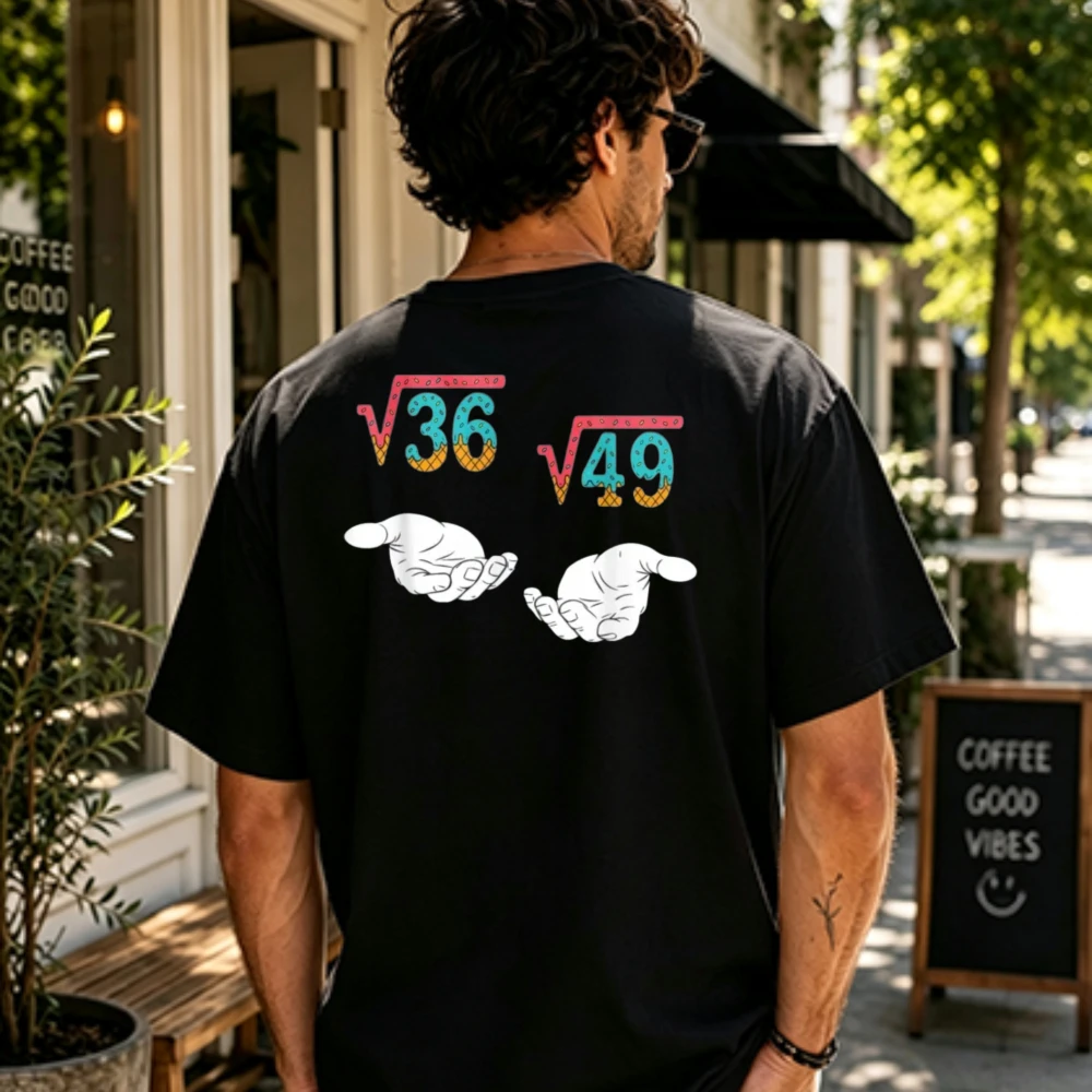 Unisex Square Root 36 49 Meme 67 Ice Cream Drip T-Shirt Math Teacher Print Short Sleeve Casual Daily Fashion Streetwear Tee Top