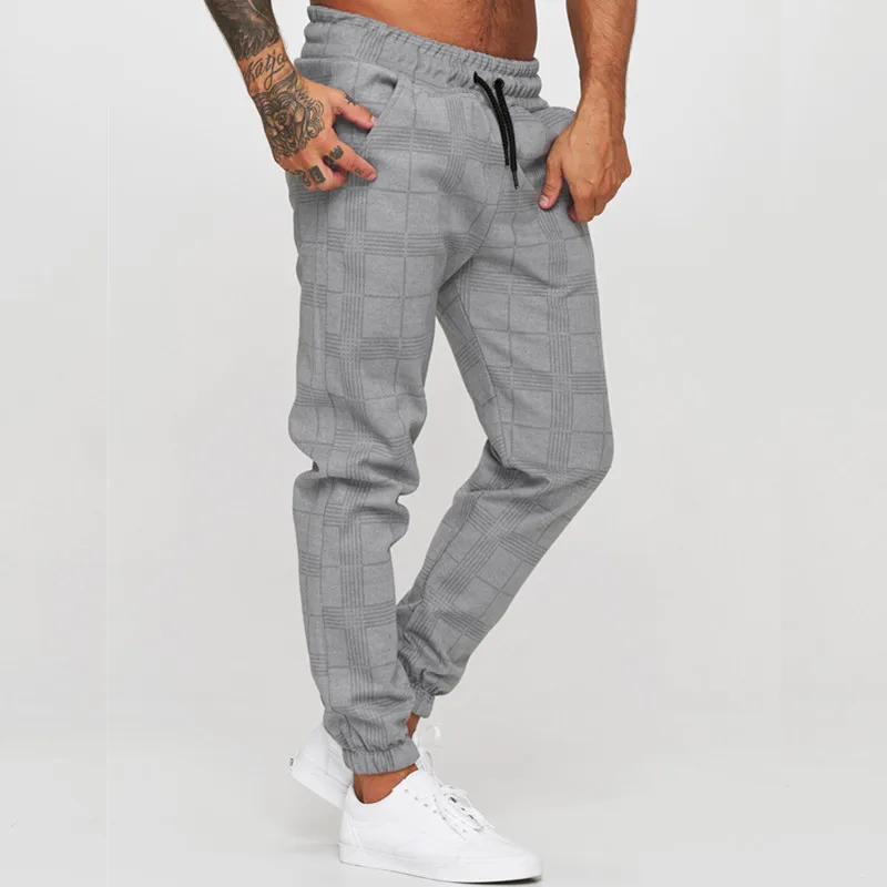 Men Casual Cargos Trousers Vintage Sport Long Pants Mens New Streetwear Jogging Striped Plaid Pants Sweatpants Pantalones Hombre