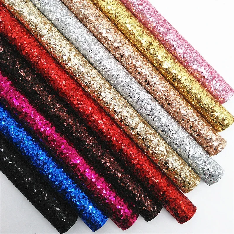 1PC 21X29CM Glitter Fabirc, Chunky Glitter Leather,  Glitter Leather Sheets For Making Bows  LEOsyntheticoDIY S158