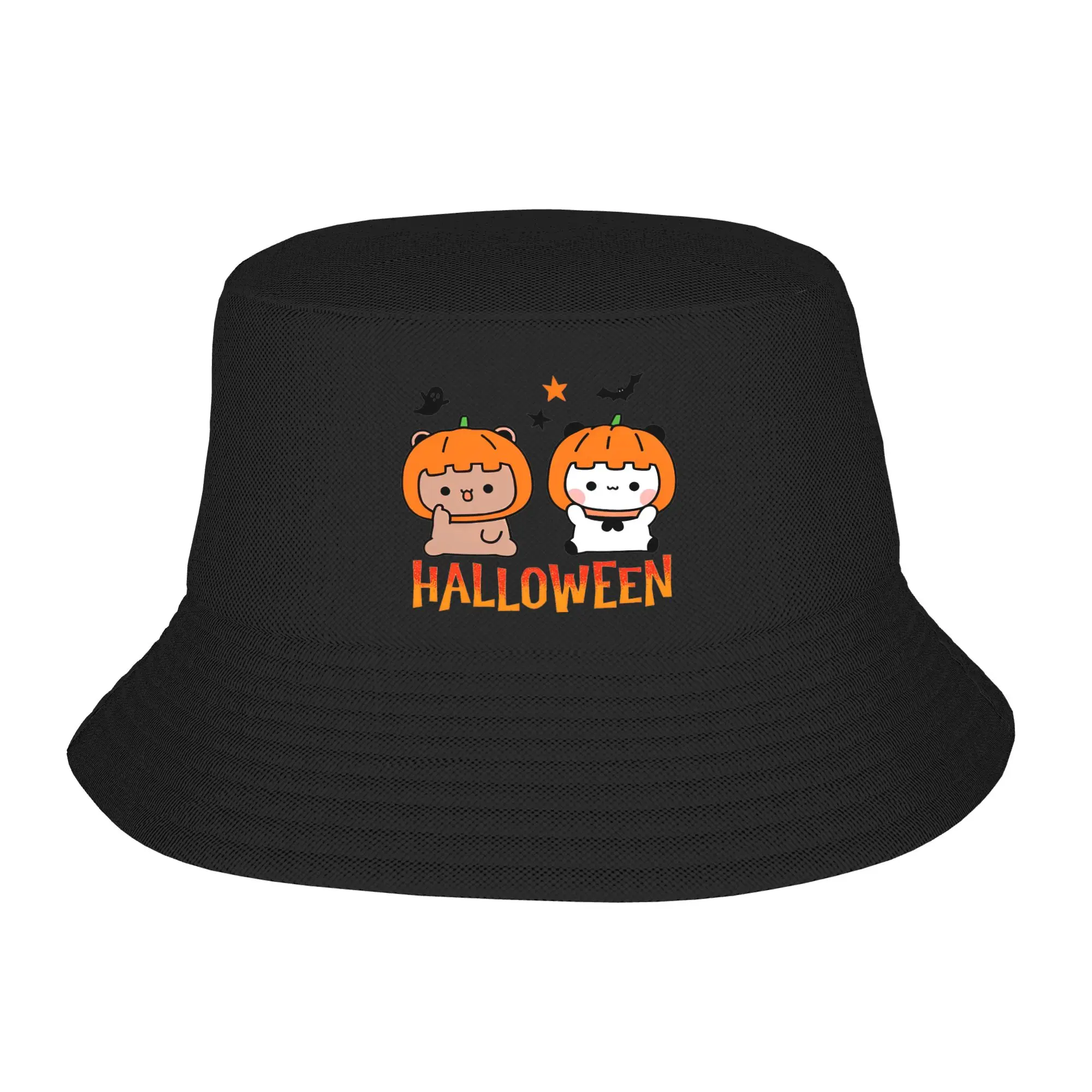 Bubu Dudu Halloween Cute Bucket Hat Vocation Getaway Headwear Merchandise Pumpkins Bats Panda Fisherman Hat Girl Bob Hat