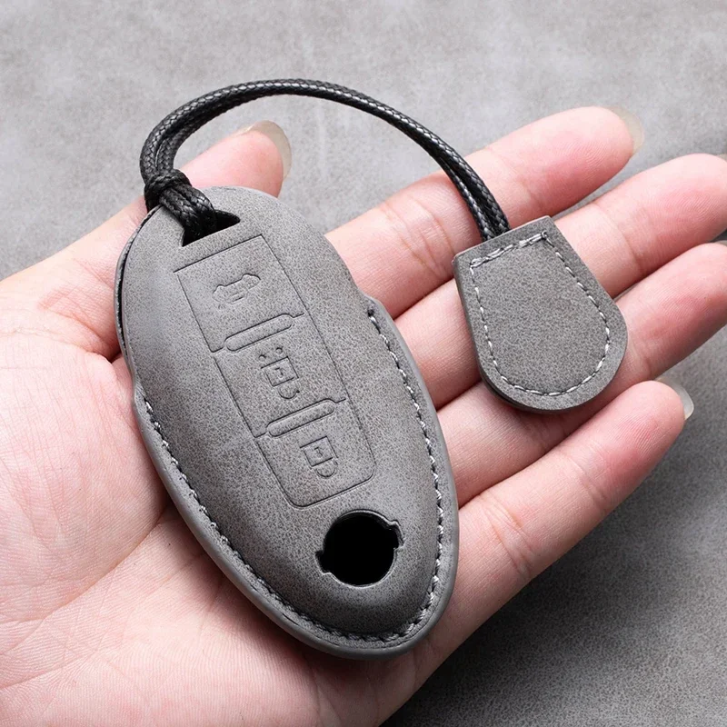 Leather Car Key Case Cover Shell For Nissan Cube Juke Versa Note X-Trail Qashaqai Sunny Juke Altima TIIDA Murano Maxima Keychain