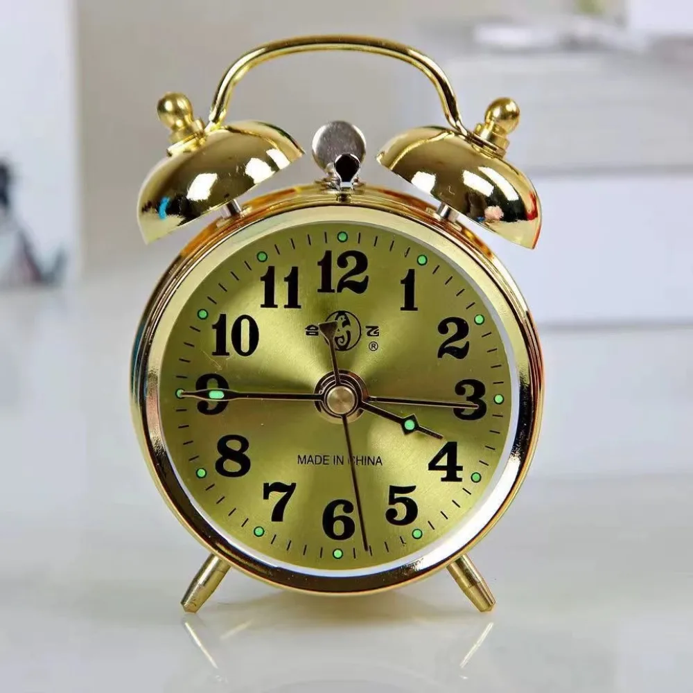 Retro Gold Mechanical Alarm Clock Vintage Manual Wind Up Clock Metal Snooze Table Clock Home Decoration Led Digital Clock-