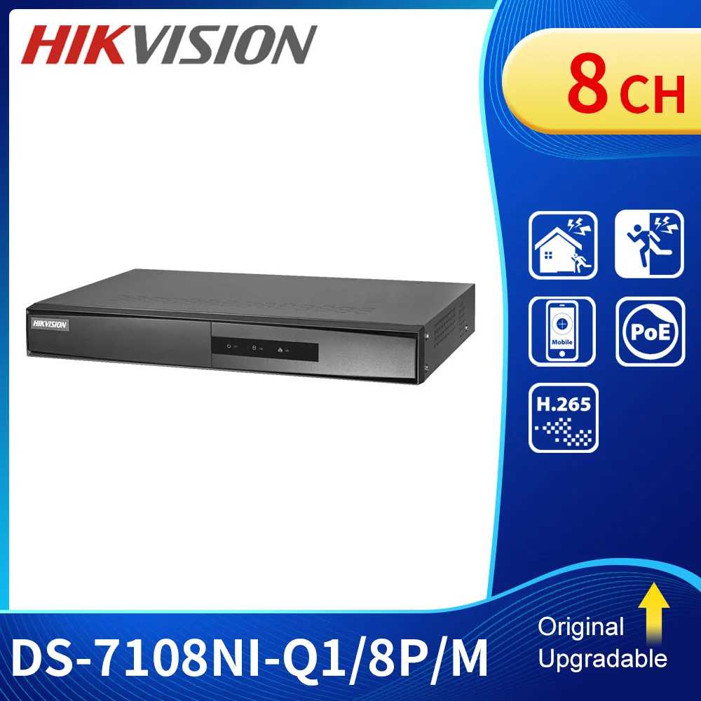 Hikvision DS-7108NI-Q1/8P/M DS-7104NI-Q1/4P/M 8ch 4ch NVR Q Series H.265+ 8 POE 1U 1SATA Mini Network Video Recorder