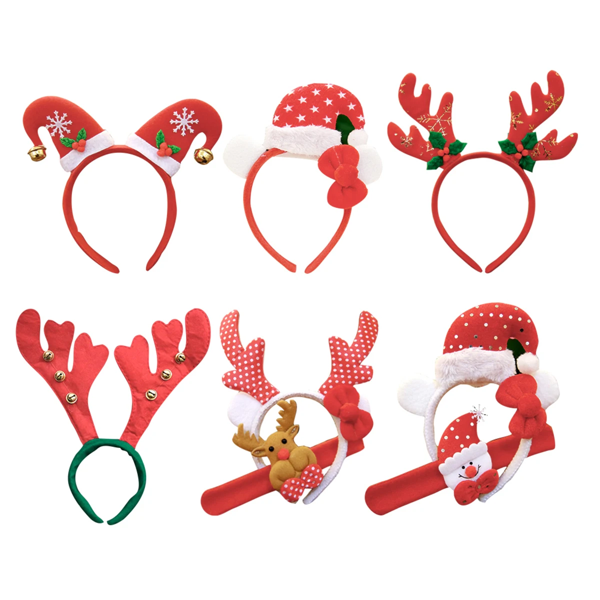 

6 Pcs Headwear Christmas Headdress Headband Antler Hair Hoop Beard Santa for Miss