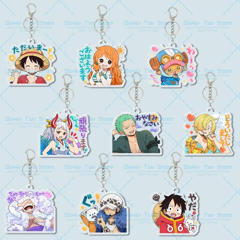 Llavero de acrílico de One Piece, bonito adorno de personaje de dibujos animados, colgante para llavero, accesorios de ropa, regalos navideños para amigos