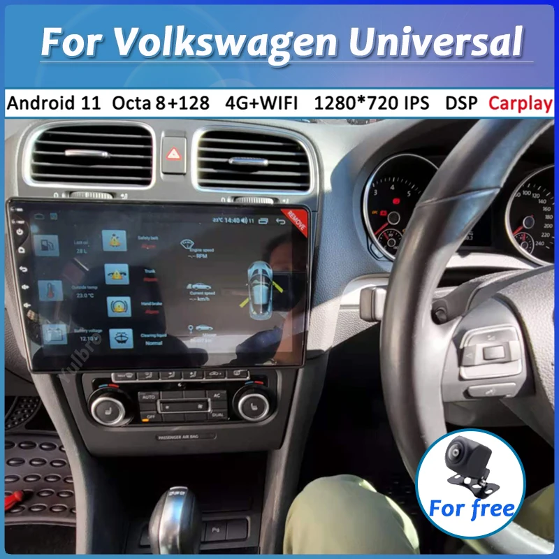 For Volkswagen Universal Android Auto Radio Car Multimedia Player Head Unit DVD Stereo Navi Navigation Carplay Monitor 10 Inch