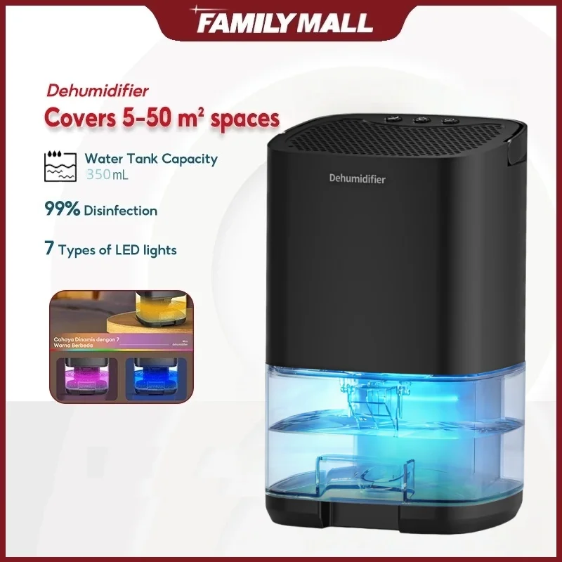 

Осушитель воздуха 350 мл, бесшумный, с фильтром для удаления влаги, для дома, офиса, кухни, поглотитель влаги, машина для сушки воздуха, защита от повышенной влажности