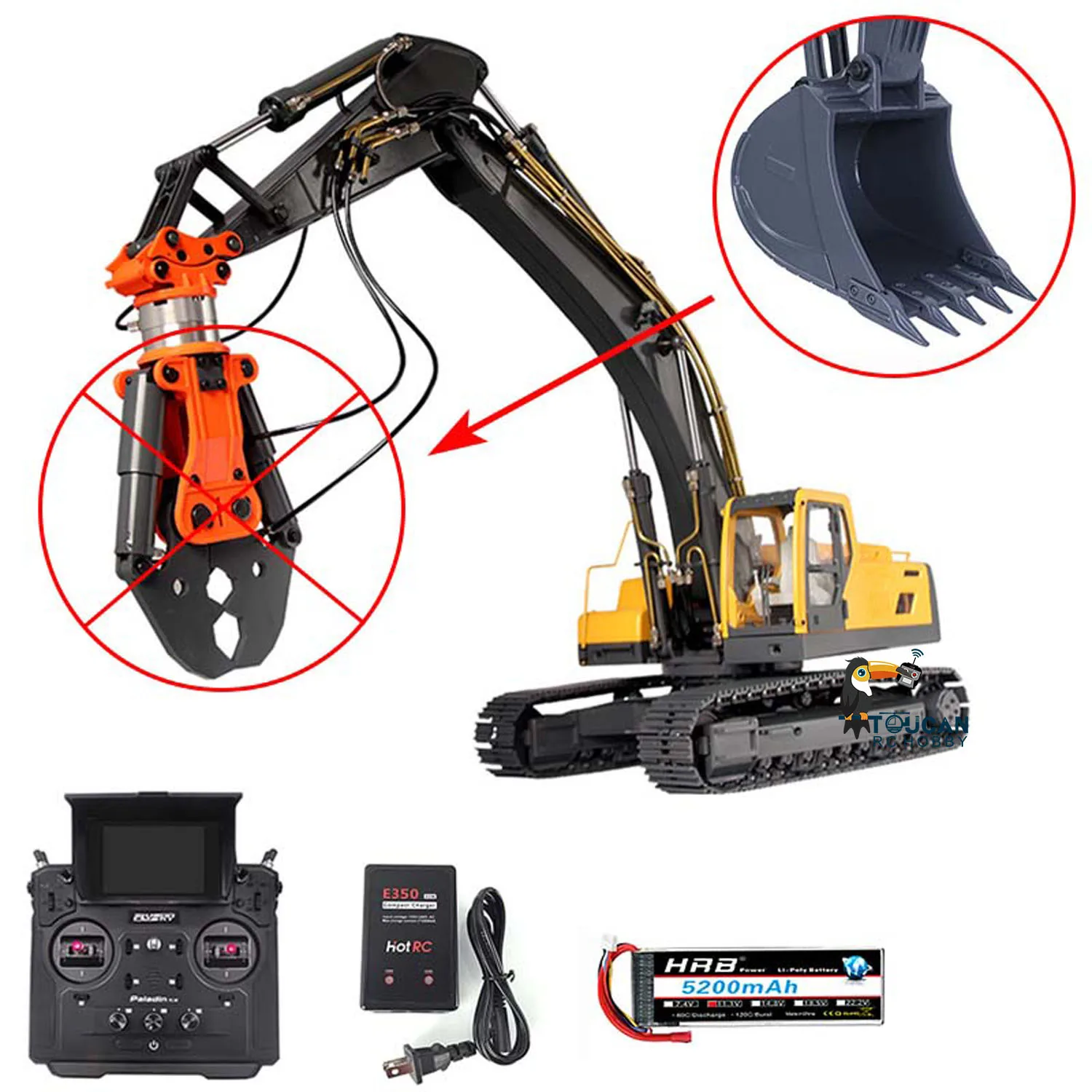 JDM EC360 RC Hydraulic Excavator for 1/14 RTR Upgraded 106 V2 Ver Remote Control Digger Outdoors Toy THZH1511