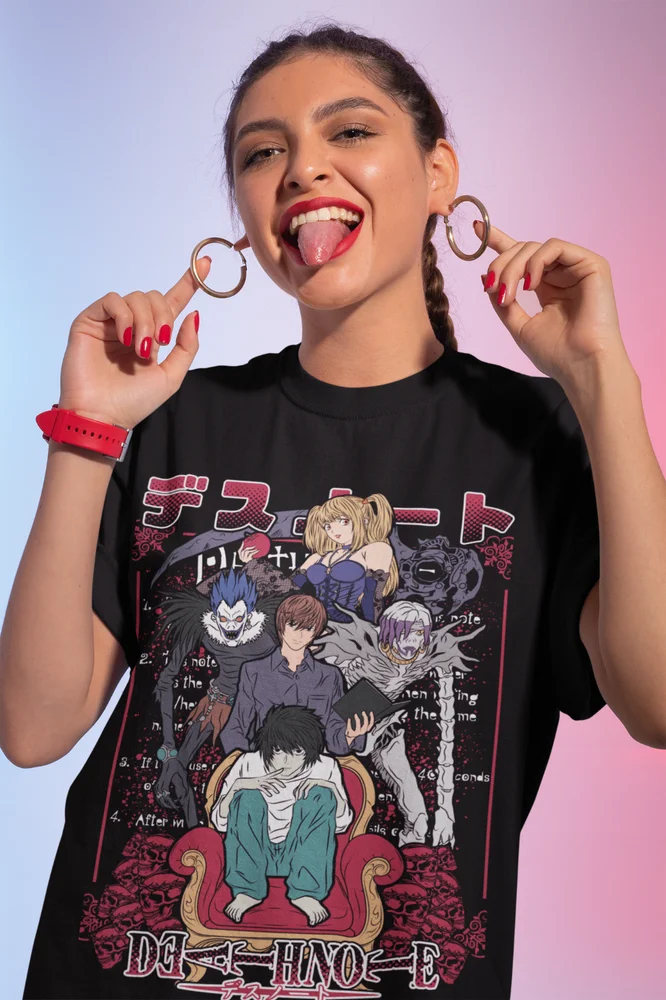 Death Note L T-Shirt Kira Ryuk Manga Strip Horror Anime Gift tee Shirt All Size