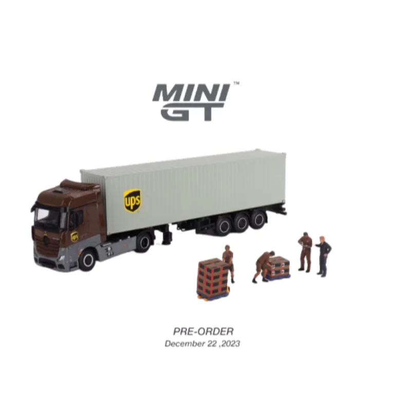 MINI GT 1:64 Mercedes-Benz Actros UPS container carrier, simulation alloy car model, suitable for gifts to friends, boys toys.